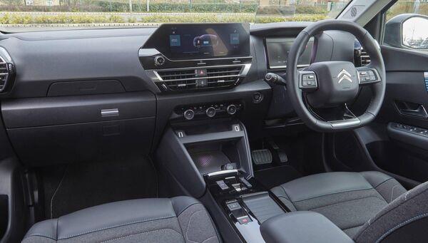 The e-C4X features a twin digital screen arrangement for the instrumentation and infotainment and the physical climate controls are a bonus.