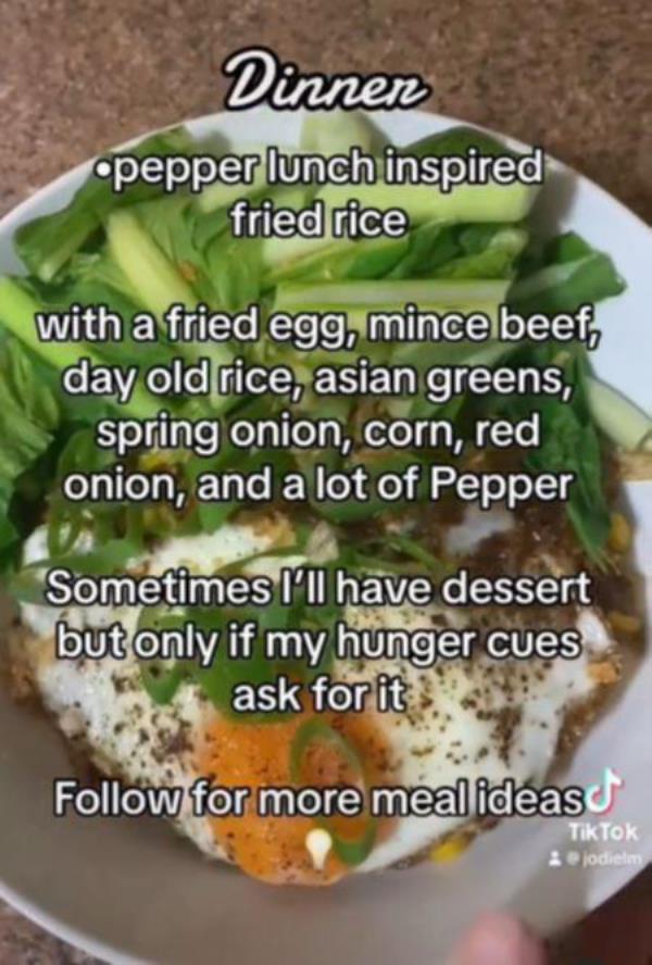 The calorie-deficit dinner Jodie Marah ate almost every night.
